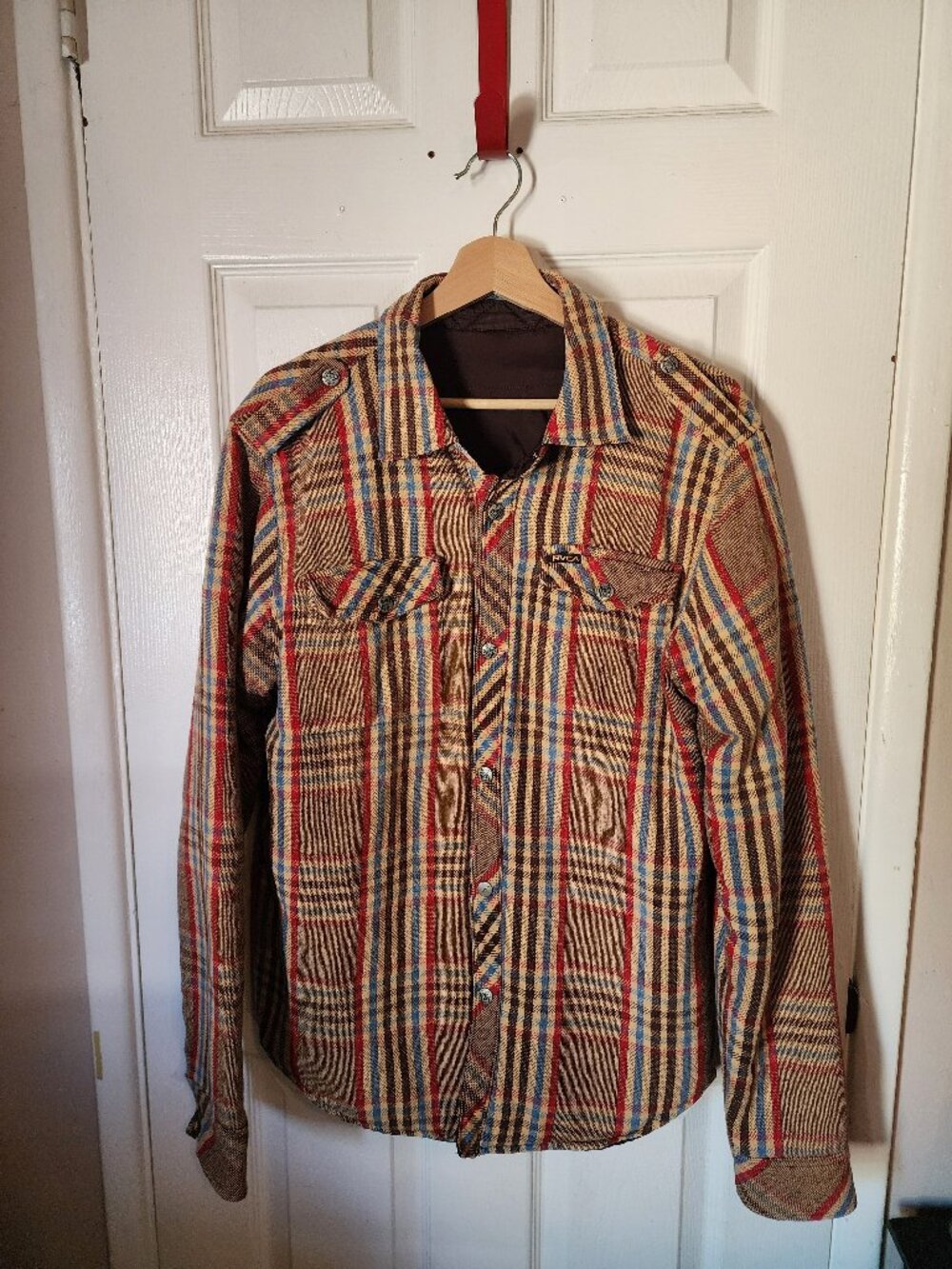 RVCA Dayshift Reversible Flannel Jacket Plaid Quilted Men's Medium